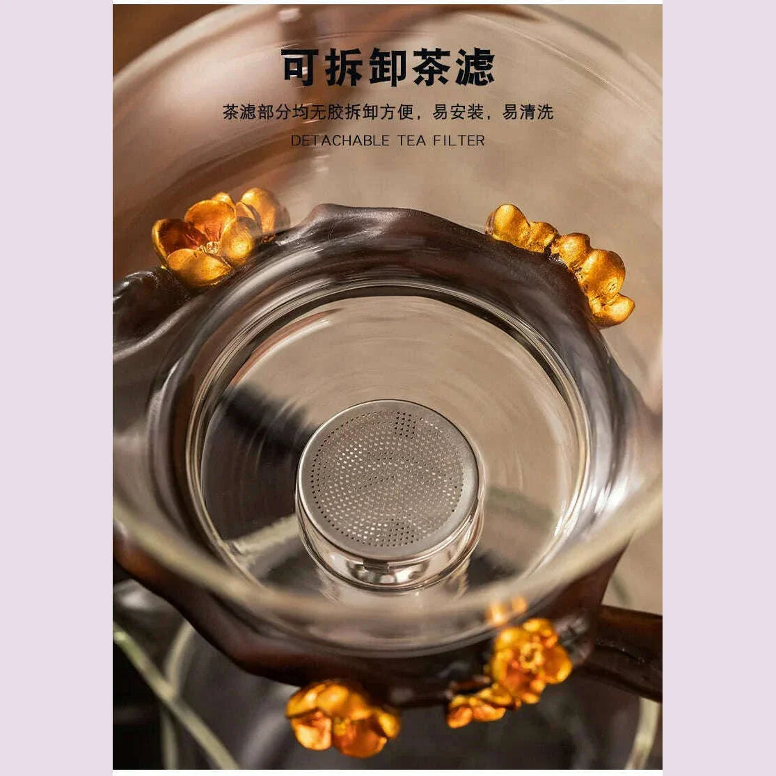 2024 New Glass Automatic Tea Set for Household Light Luxury High-end Teacup Magnetic Teapot Lazy Tea Maker