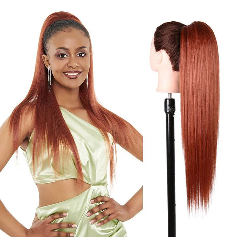 Julianna Synthetic Kanekalon Black Drawstring Water Wave Ponytail Extension Female Curly Wavy Clip In Ponytail Hair Extension
