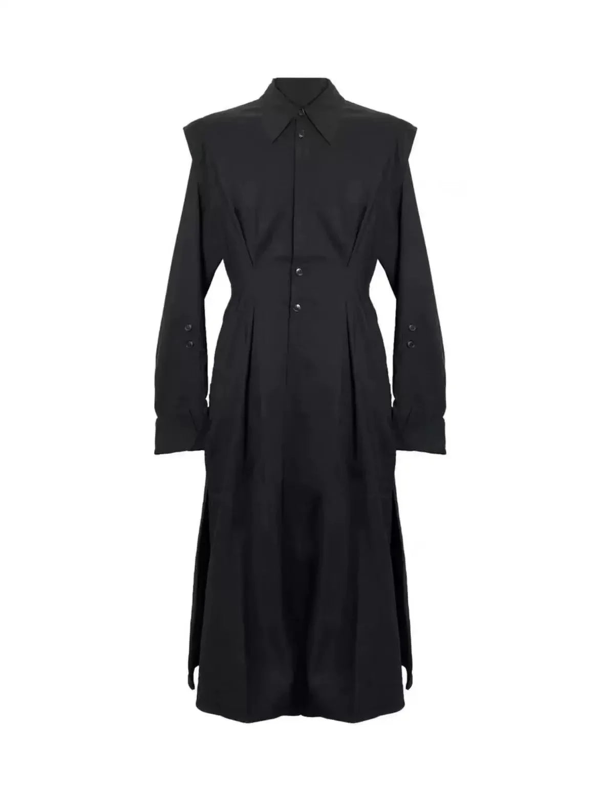 Long Waist-Cinched Coat Shirt for Men And Women Straight Leg Pants Slimming Long Shirt Dress by None( AE Stock) in Mainland Chin