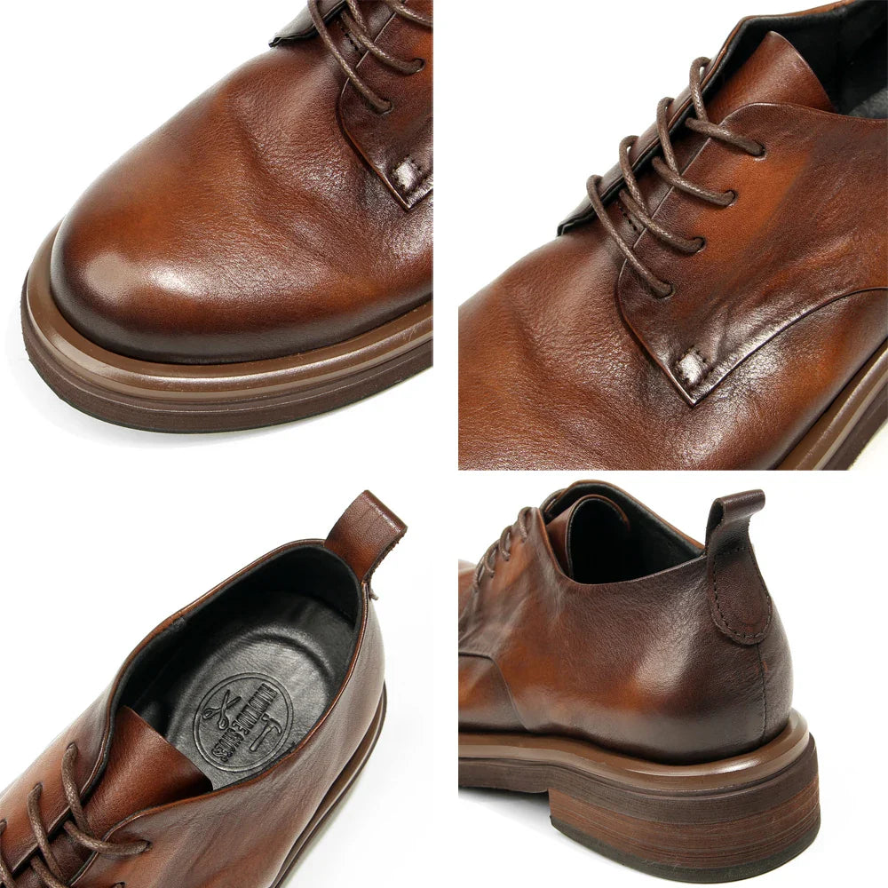 Genuine leather Men's formal shoes Retro Man Leather shoes Luxury Quality Wedding Social Shoes Male Business Shoes Handmade 2025