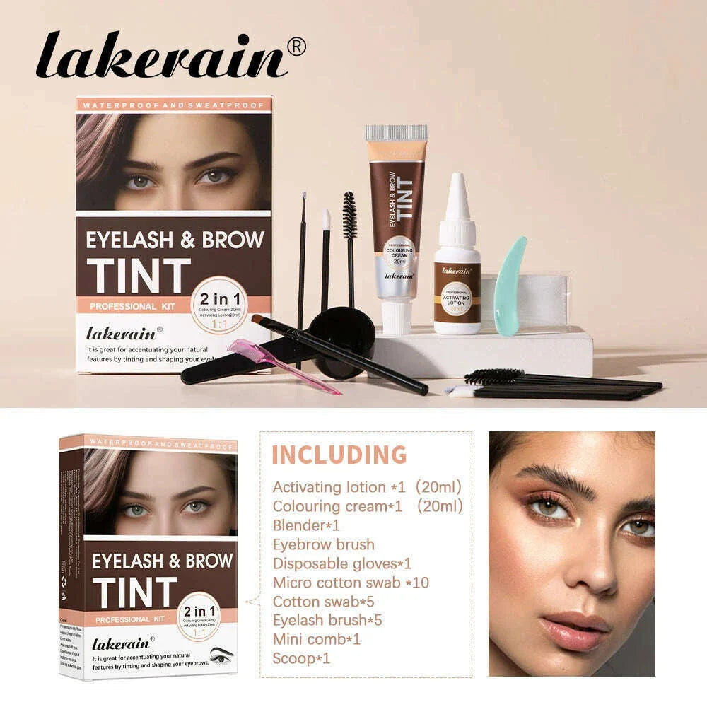 Lakerain Eyebrow Tint Dye Professional Eyebrow Dye Waterproof Long-lasting Eyebrow Brow Kit Semi Permanent Home Use Pro Kit