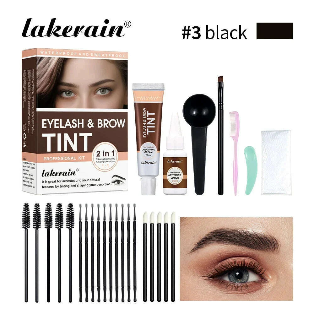 Lakerain Eyebrow Tint Dye Professional Eyebrow Dye Waterproof Long-lasting Eyebrow Brow Kit Semi Permanent Home Use Pro Kit