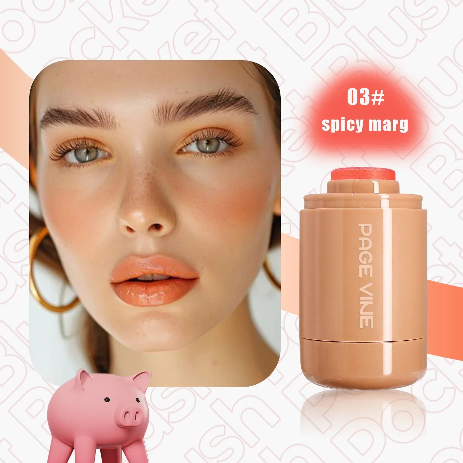 PAGE VINE Matte Blush Lips Cheeks 2-In-1 Highlighter Stick Longlasting Brightens Hydrating Natural Skin Creamy Blusher Makeup