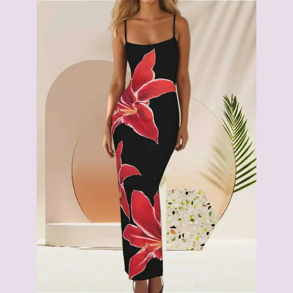 Sexy Tight Floral Print Strapless Dress Spring Summer New Arrival Cross-Border Hot Sale Ins Style Women's Ankle-Length Gown
