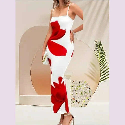 Sexy Tight Floral Print Strapless Dress Spring Summer New Arrival Cross-Border Hot Sale Ins Style Women's Ankle-Length Gown