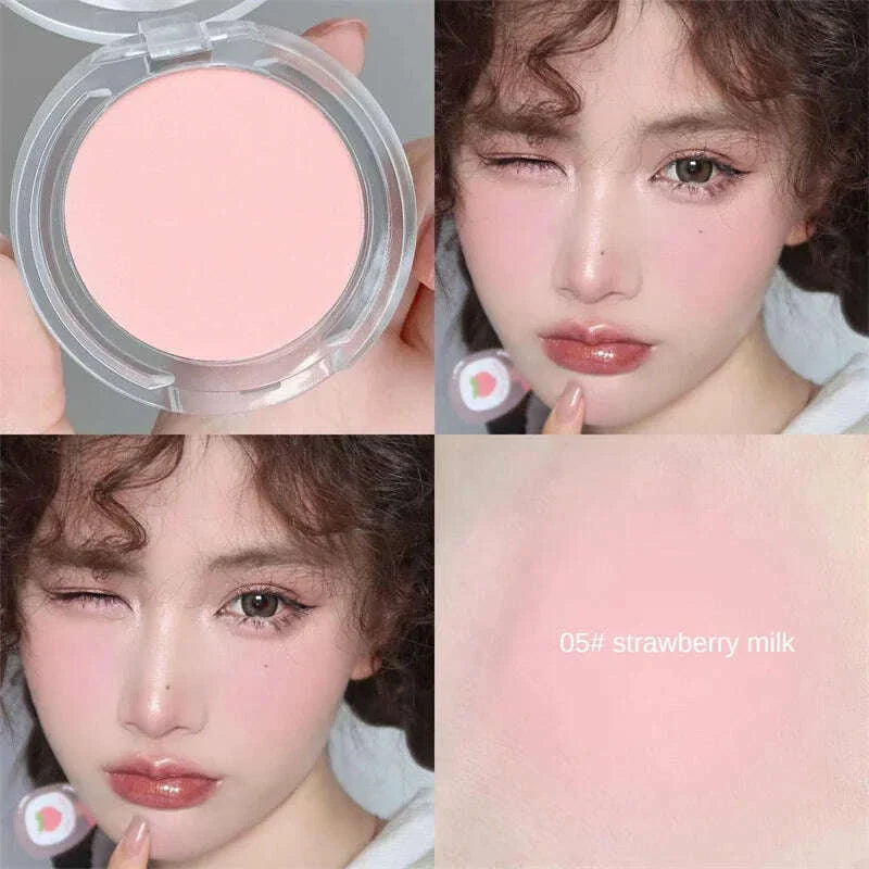 Single Color Blush Matte Natural Cheek Tint Brighten Face Waterproof Face Contouring Cosmetics Blush Powder Soft Female Makeup