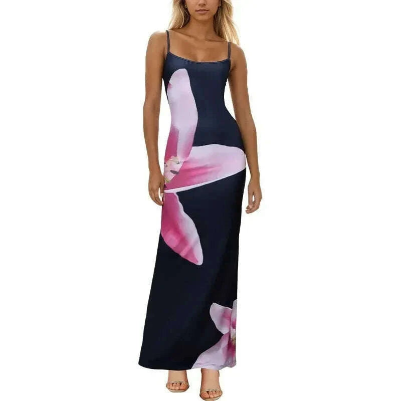Sexy Tight Floral Print Strapless Dress Spring Summer New Arrival Cross-Border Hot Sale Ins Style Women's Ankle-Length Gown