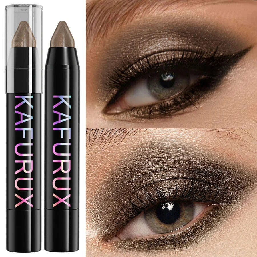 1pc Brown Pearl Eyeshadow Stick Pen Waterproof Long Lasting Eye Shadow Makeup Dark Smoky High Pigments Eye Cosmetic Palette
