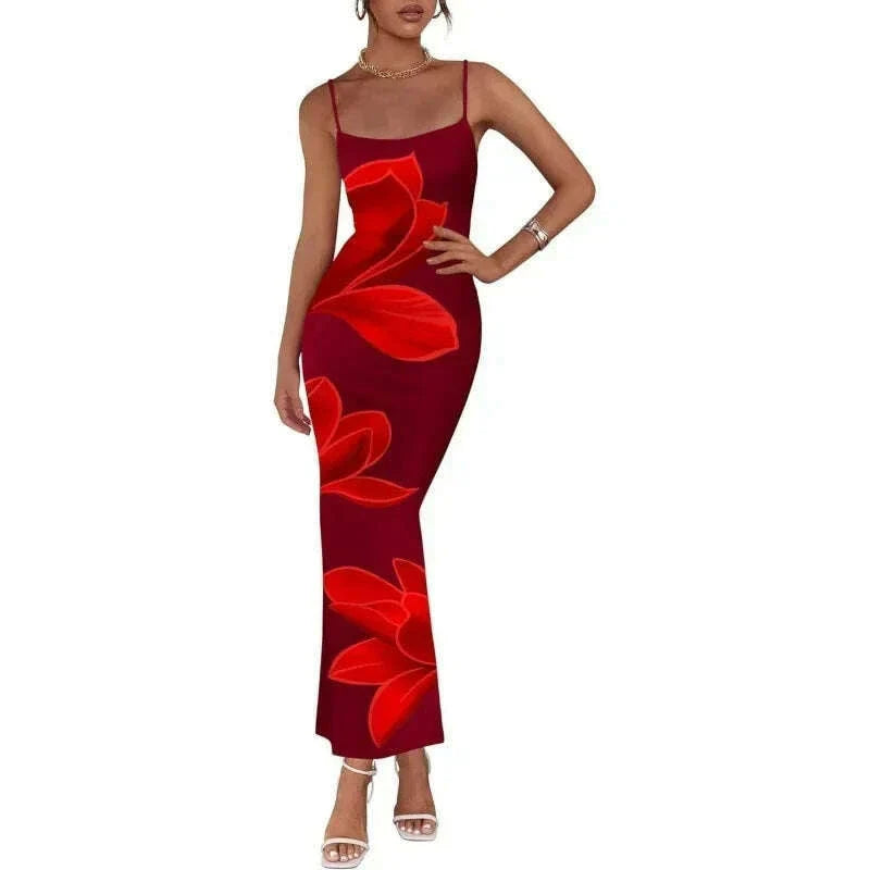 Sexy Tight Floral Print Strapless Dress Spring Summer New Arrival Cross-Border Hot Sale Ins Style Women's Ankle-Length Gown