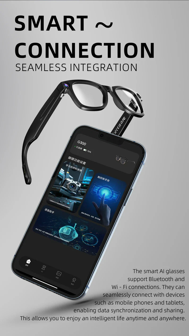 Xiaomi 800W Pixel Intelligent Glasses G300 AI HD Shooting Video Recording Voice Call Translation Glasses Photochromic Lens