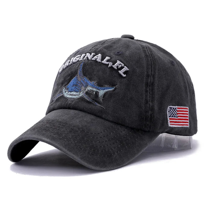 2025 New High Quality Wash Cotton America Flag Shark Men's Baseball Cap Women Snapback Hats For Men Bone Hip Hop Dad Hat Gorras