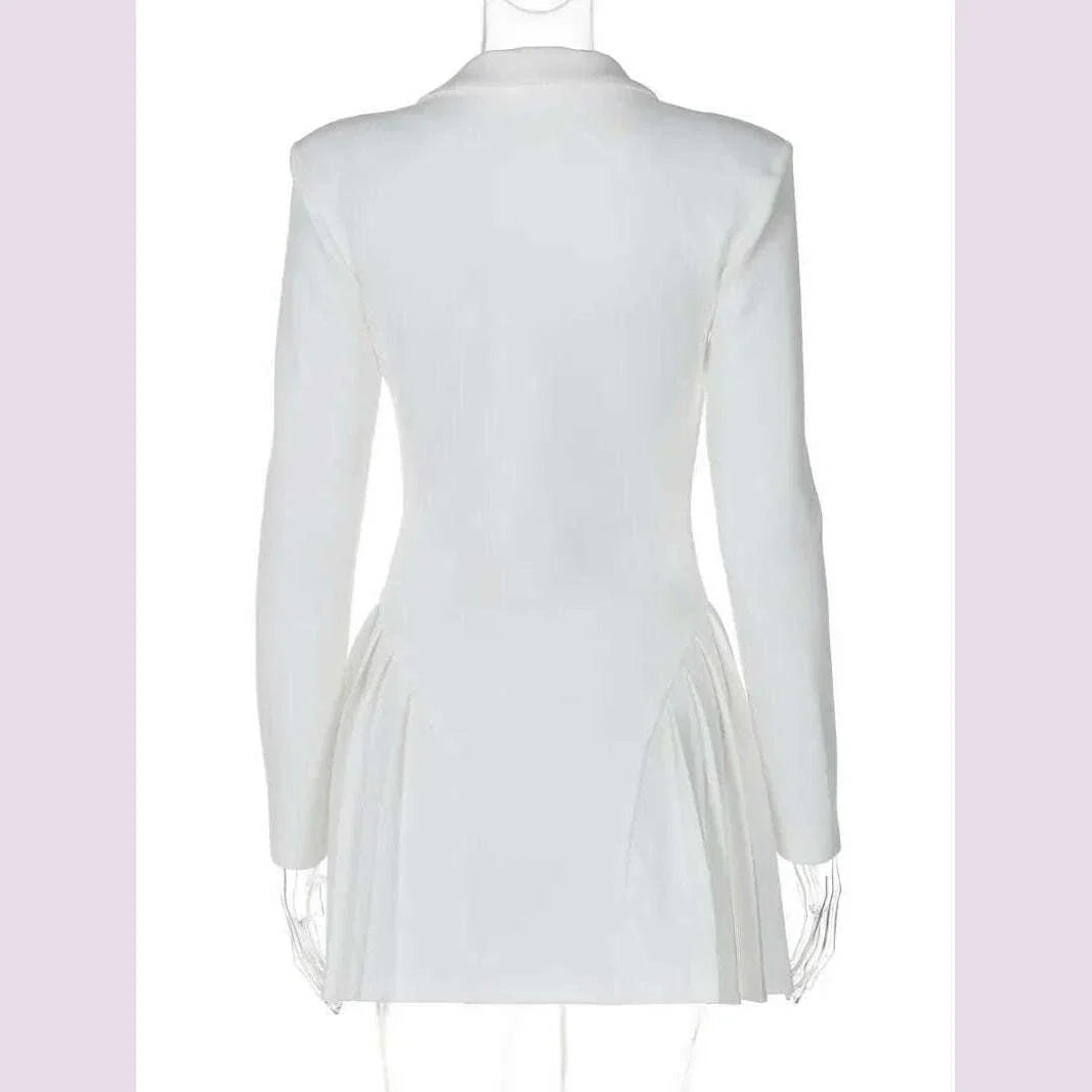 Woman Clothing Long Sleeve Single Breasted Ruffles Blazer Dress 2024 Autumn High Waist Tunics White Party Dresses Black Vestidos