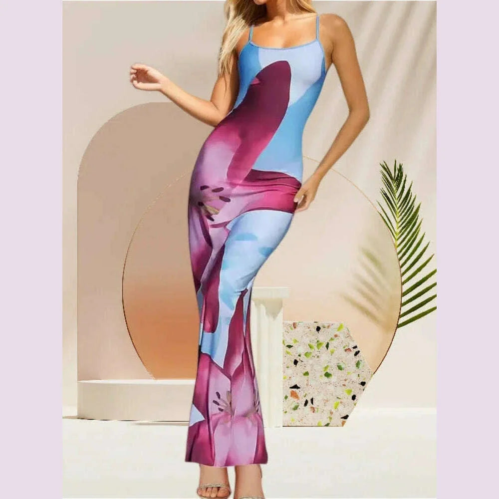 Sexy Tight Floral Print Strapless Dress Spring Summer New Arrival Cross-Border Hot Sale Ins Style Women's Ankle-Length Gown