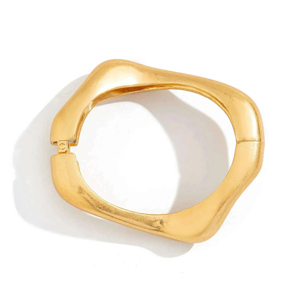 Ingemark Punk Creative Matte Irregular Heavy Metal Chunky Wide Cuff Bangles Women Goth Geometric Spring Bracelets Hand Jewelry