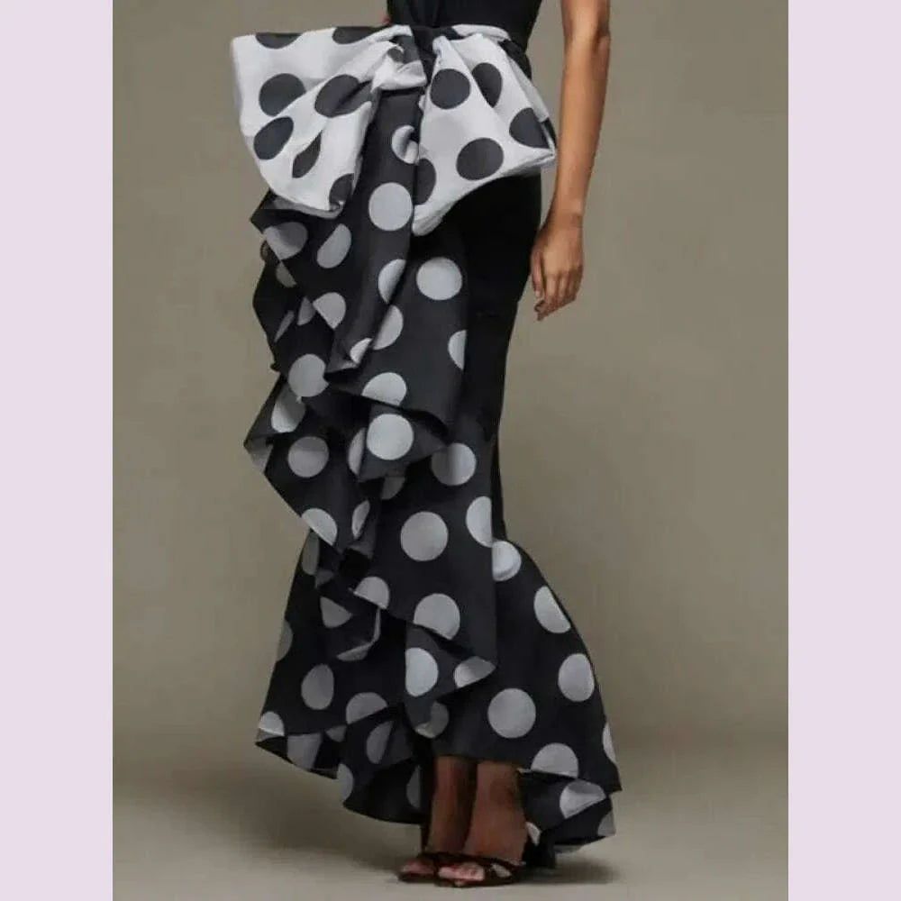 Yeezzi Women British Style Polka Dot Bow-Embellished Pleated Strapless Dress 2024 Summer Sleeveless Elegant Evening Dresses