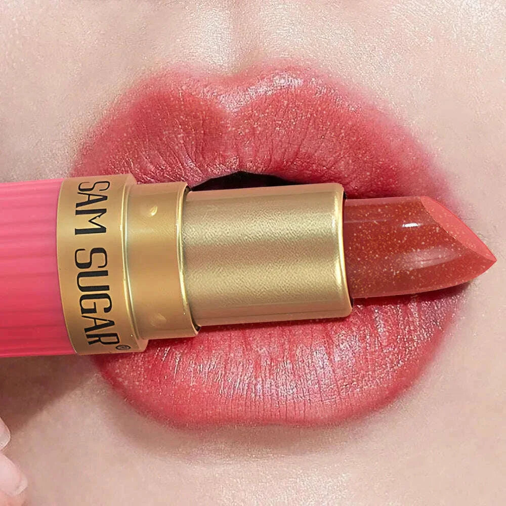 6 Colors Diamond Pearlescent Lipstick Glitter Shiny Metallic Lipstick Lip Tint Long Lasting Nude Shimmer Shiny Lip Gloss Makeup
