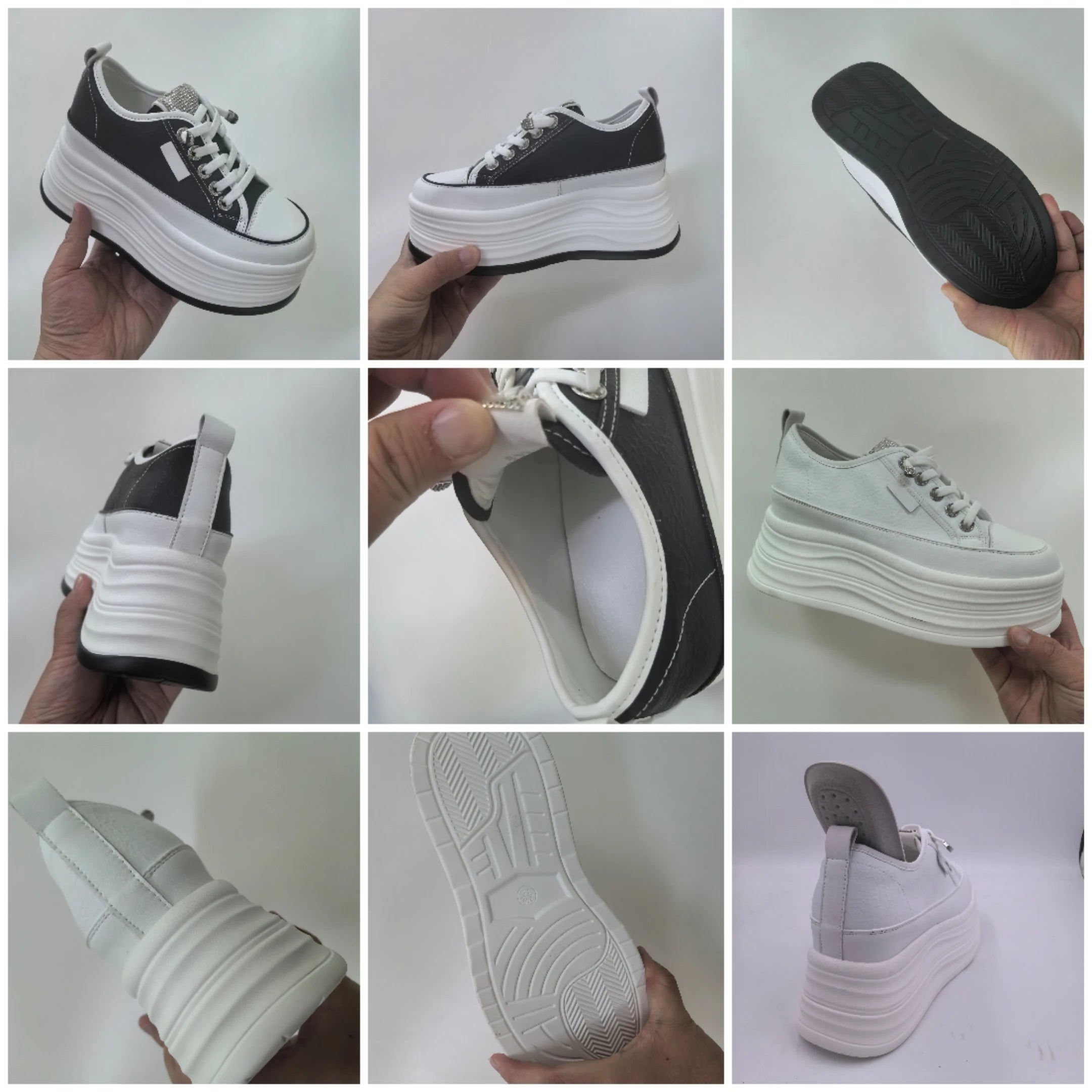 Fujin Wedge Heel Sneakers Shoes Comfy Casual Shoes Female 9cm High Quality Microfiber Leather White Platform Sneakers for Women