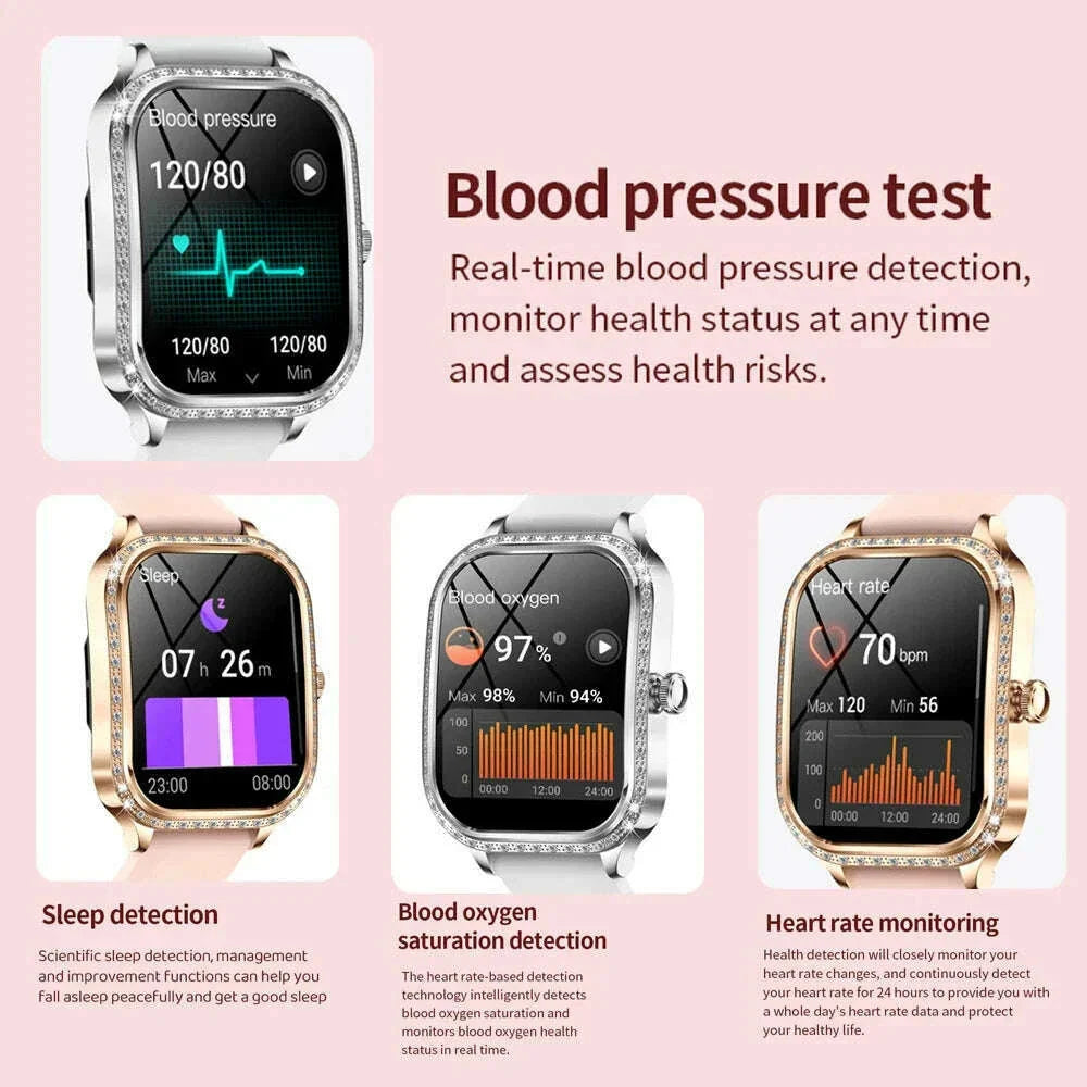2025 New Lady Smart Watch Women AMOLED Curved Screen IP68 Waterproof Health Call Smartwatch For Samsung Huawei Apple Watch 4 ios