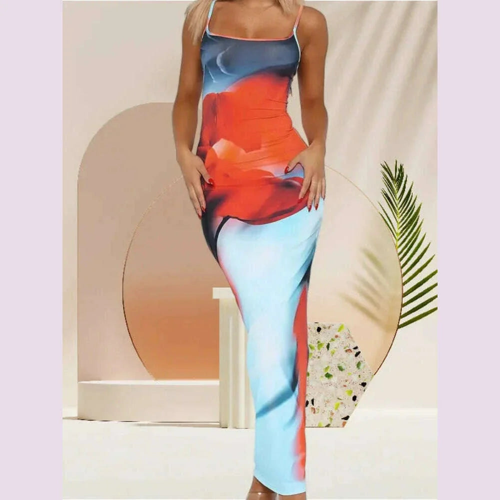 Sexy Tight Floral Print Strapless Dress Spring Summer New Arrival Cross-Border Hot Sale Ins Style Women's Ankle-Length Gown