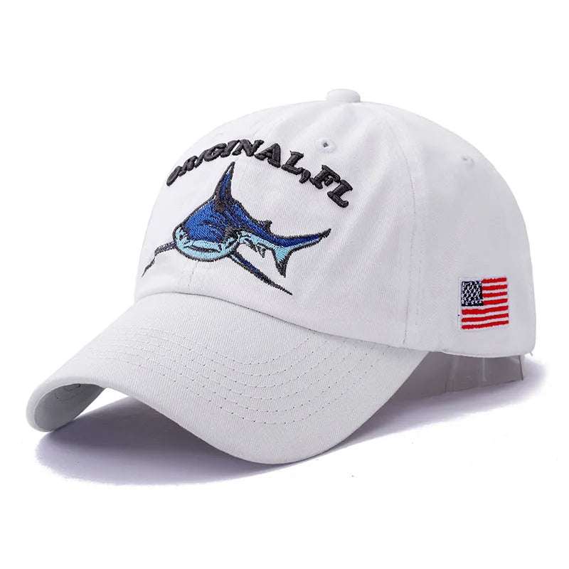 2025 New High Quality Wash Cotton America Flag Shark Men's Baseball Cap Women Snapback Hats For Men Bone Hip Hop Dad Hat Gorras
