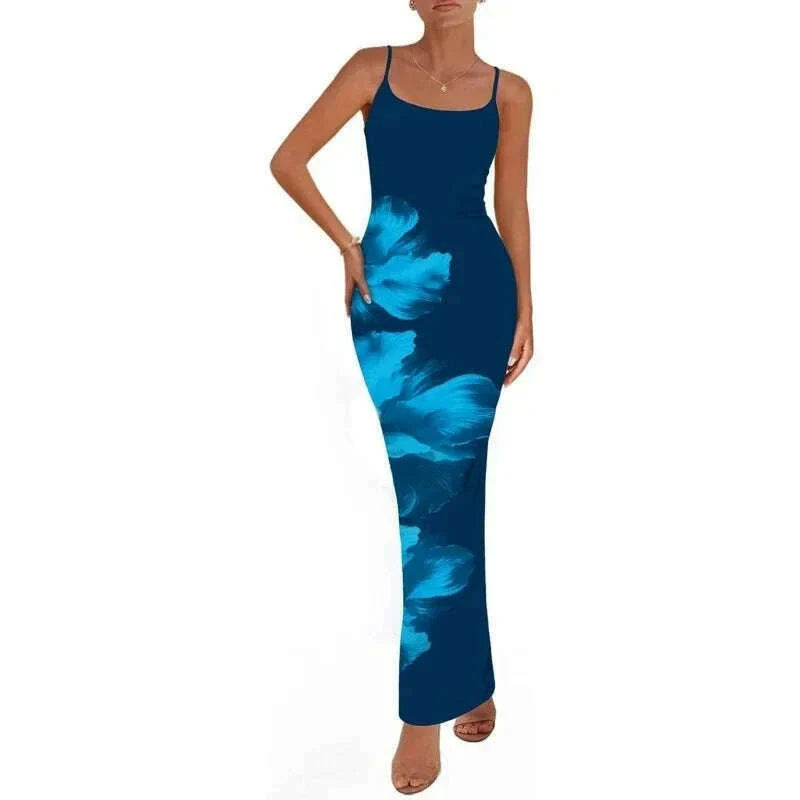 Sexy Tight Floral Print Strapless Dress Spring Summer New Arrival Cross-Border Hot Sale Ins Style Women's Ankle-Length Gown