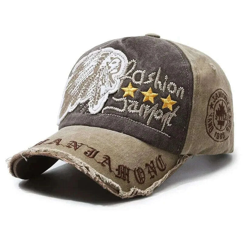 Four Seasons New Baseball Cap Retro Distressed Casual Outdoor Sports Hat Spring And Autumn Sunhat Letter Embroidery Cap Men