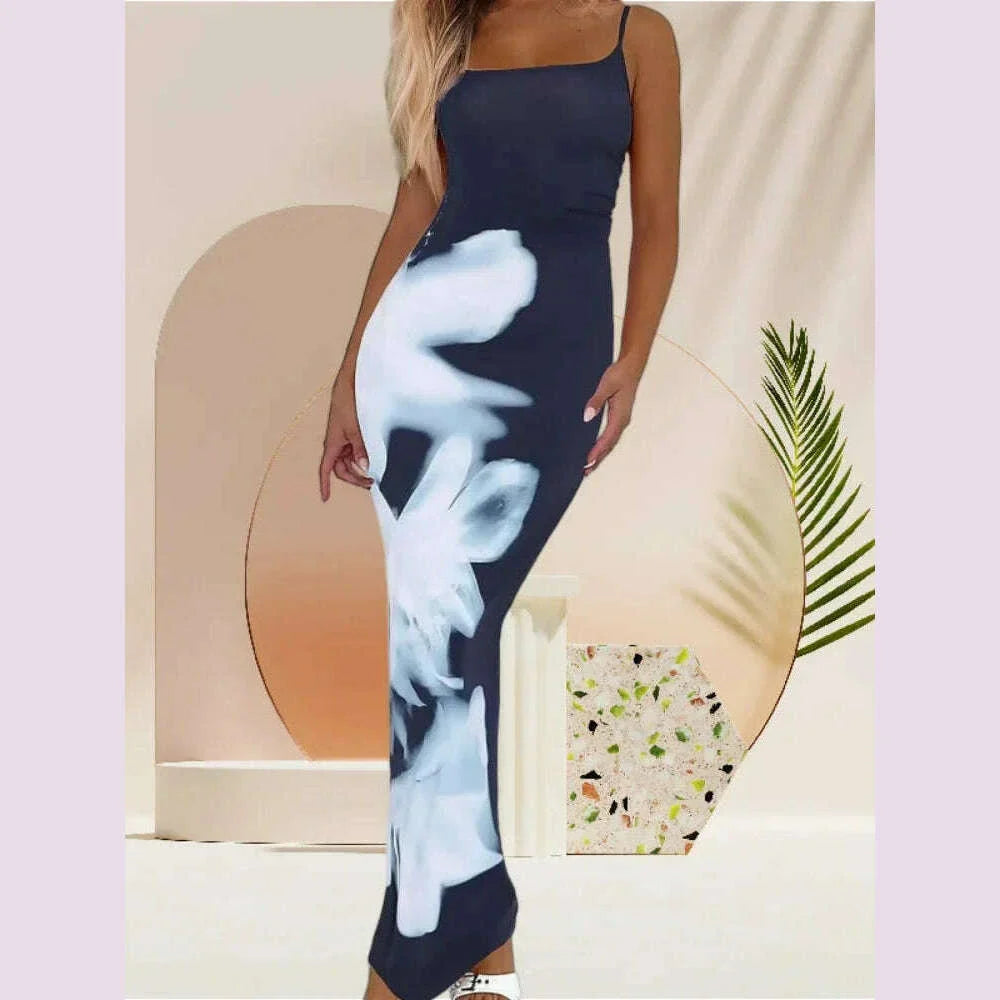 Sexy Tight Floral Print Strapless Dress Spring Summer New Arrival Cross-Border Hot Sale Ins Style Women's Ankle-Length Gown