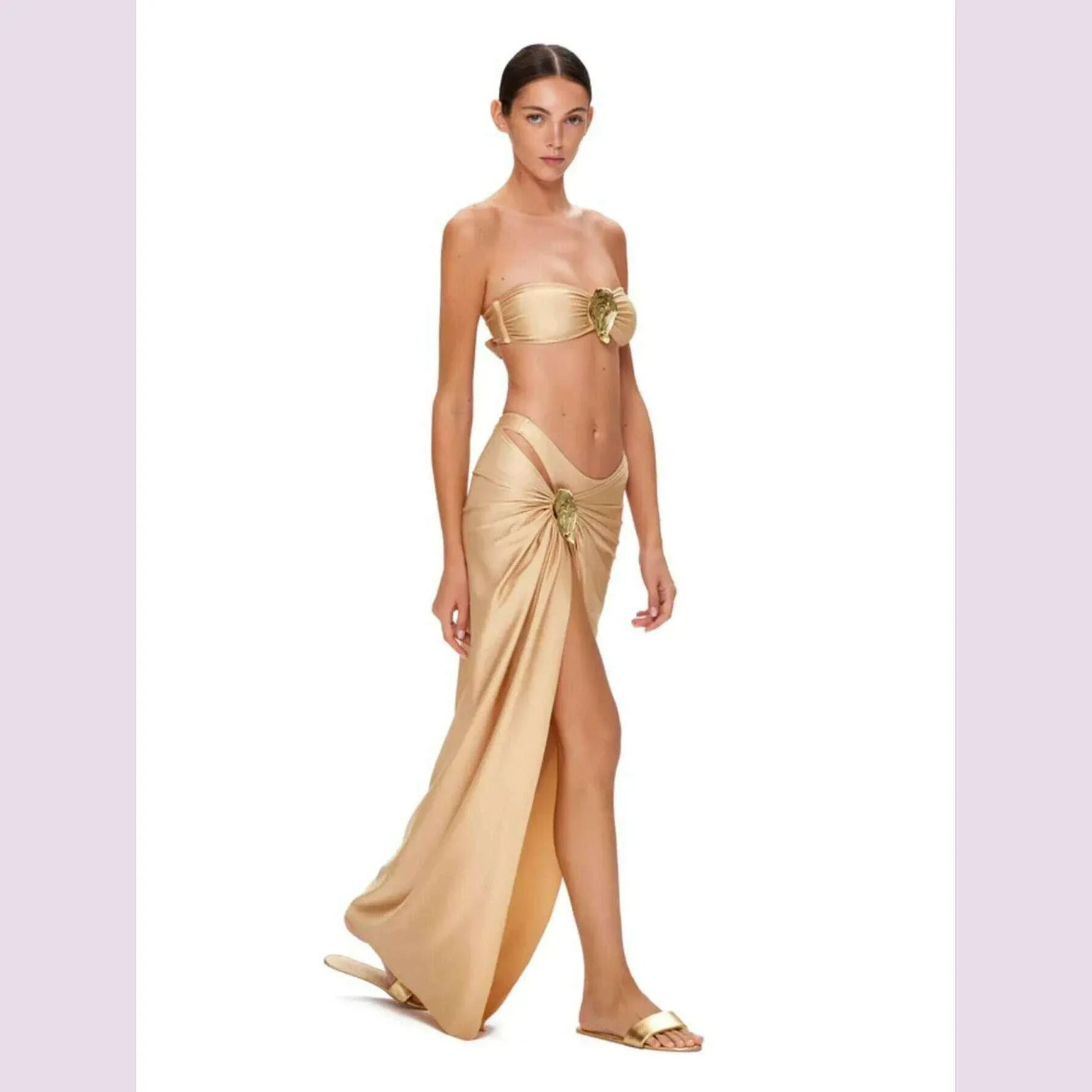 Off Shoulder Bikini With Skirt Women Swimsuit 2025 Biquini High Cut Swimwear Lady Holiday Bath Suit Female Beachwear Outfits