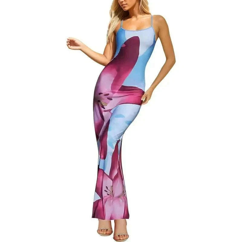 Sexy Tight Floral Print Strapless Dress Spring Summer New Arrival Cross-Border Hot Sale Ins Style Women's Ankle-Length Gown