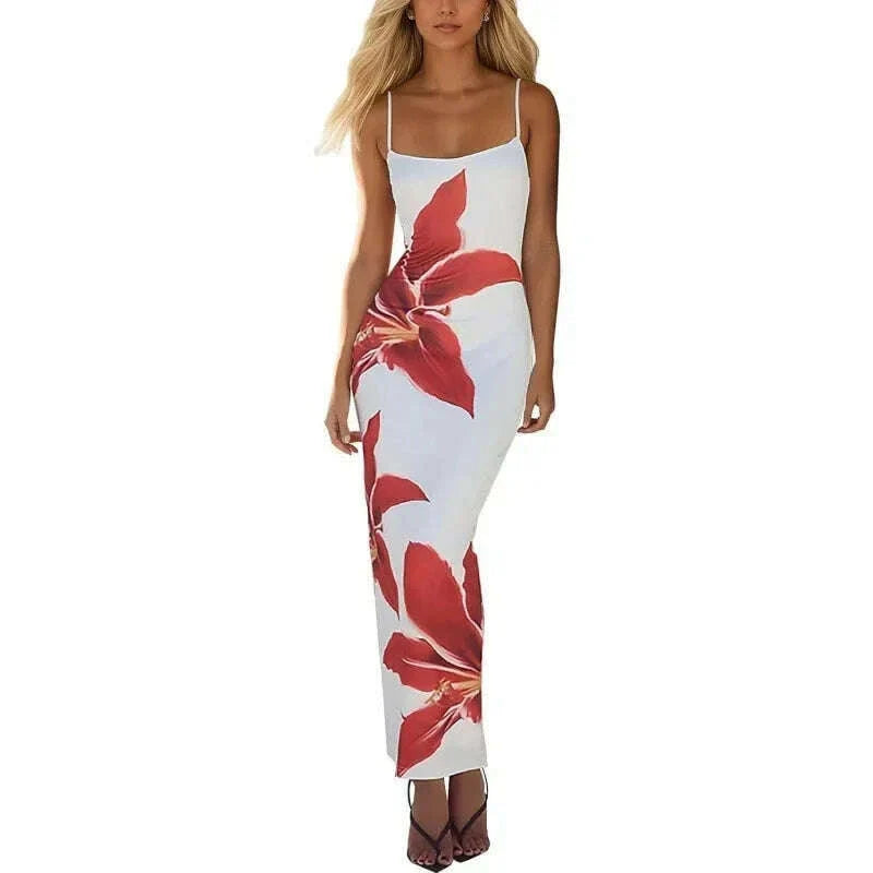 Sexy Tight Floral Print Strapless Dress Spring Summer New Arrival Cross-Border Hot Sale Ins Style Women's Ankle-Length Gown