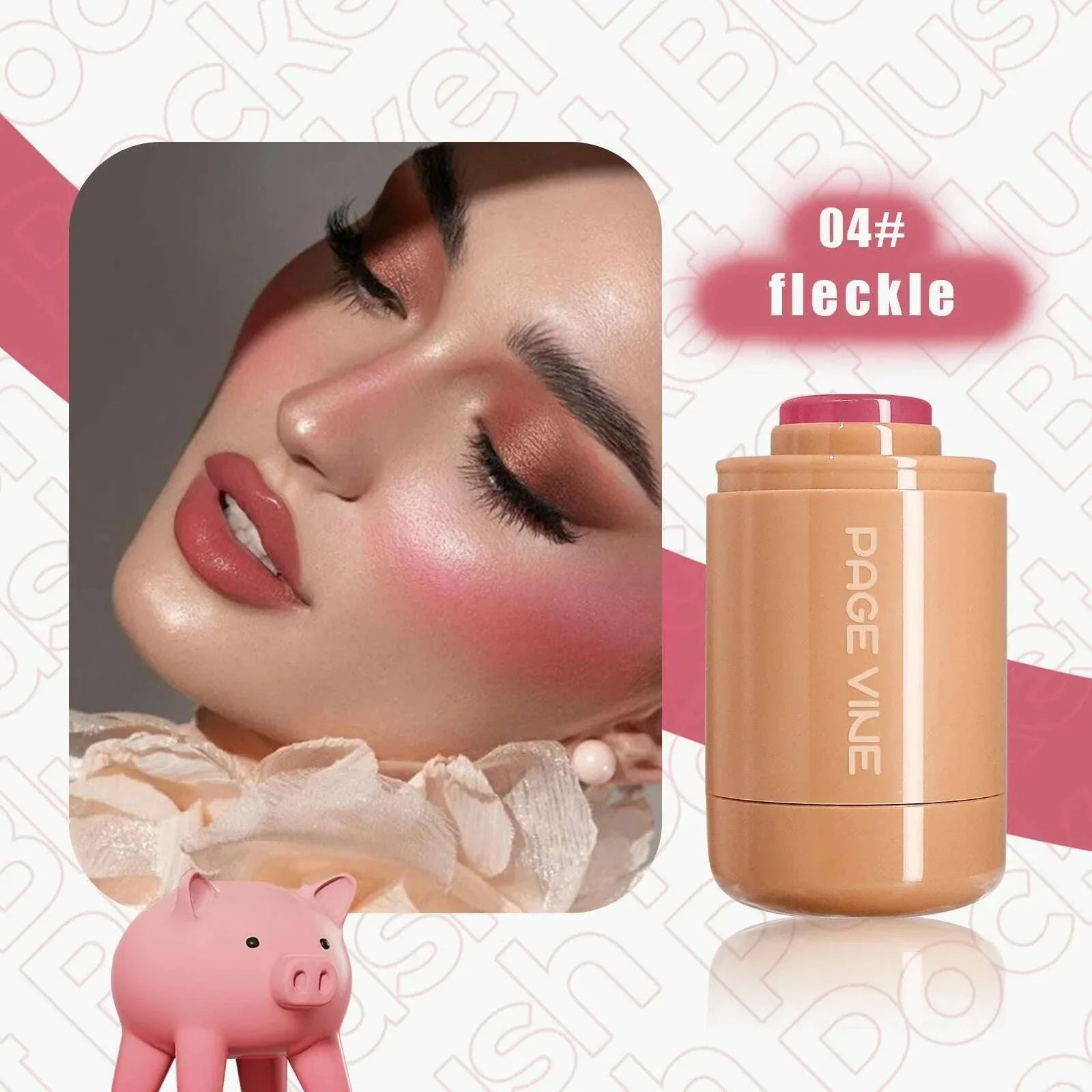 PAGE VINE Pocket Blush Stick Lip And Cheek Hydrating Stick Natural Rouge Powder Blush Cream Lipstick Cheek Easy To Apply Color