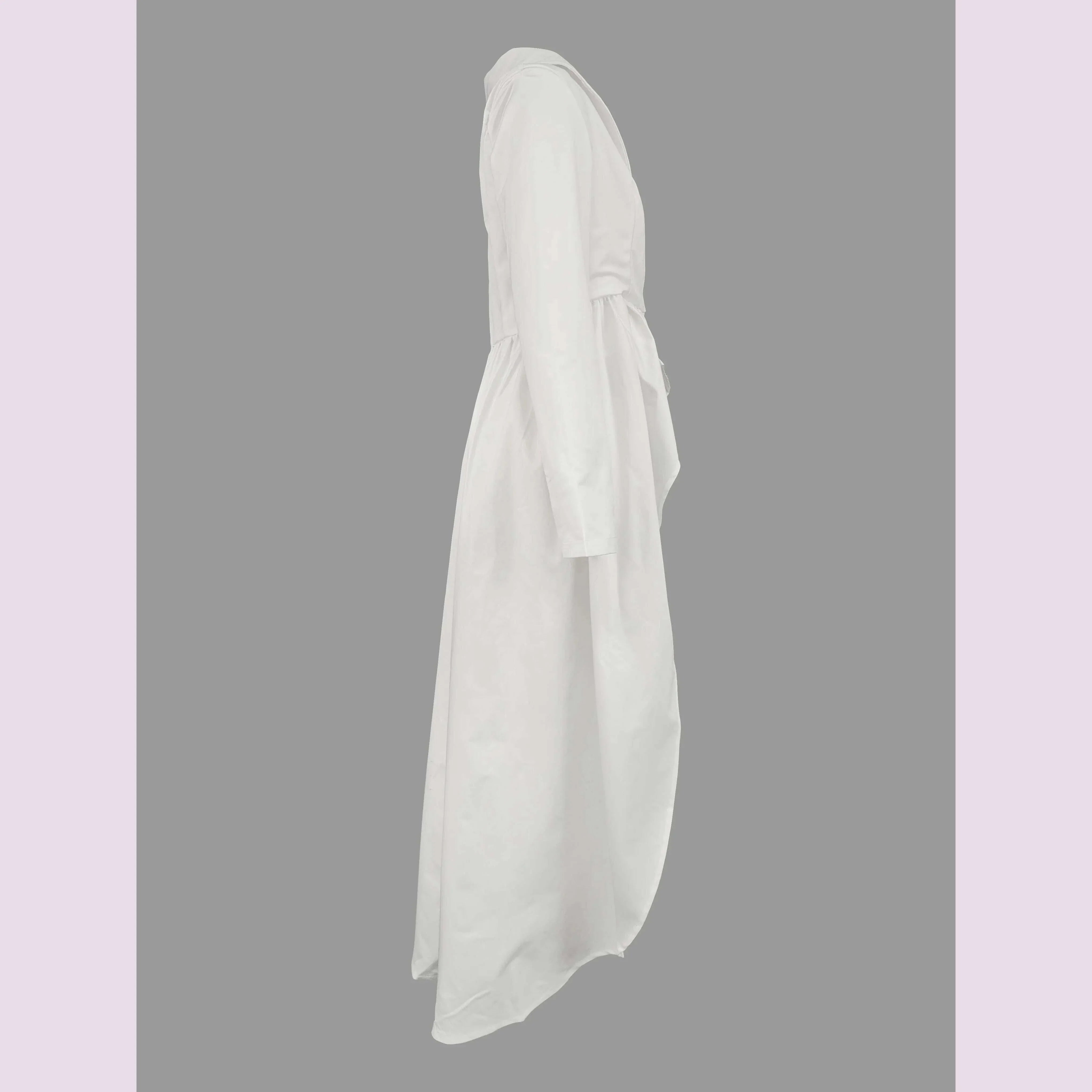 Beautyblue High-Low Wrap Blazer Top White Women's V-Neck Coats New Fashion Solid Color Falbala Pleated Elegant Chic Clothing