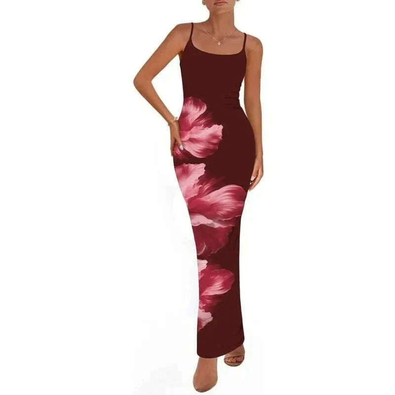 Sexy Tight Floral Print Strapless Dress Spring Summer New Arrival Cross-Border Hot Sale Ins Style Women's Ankle-Length Gown