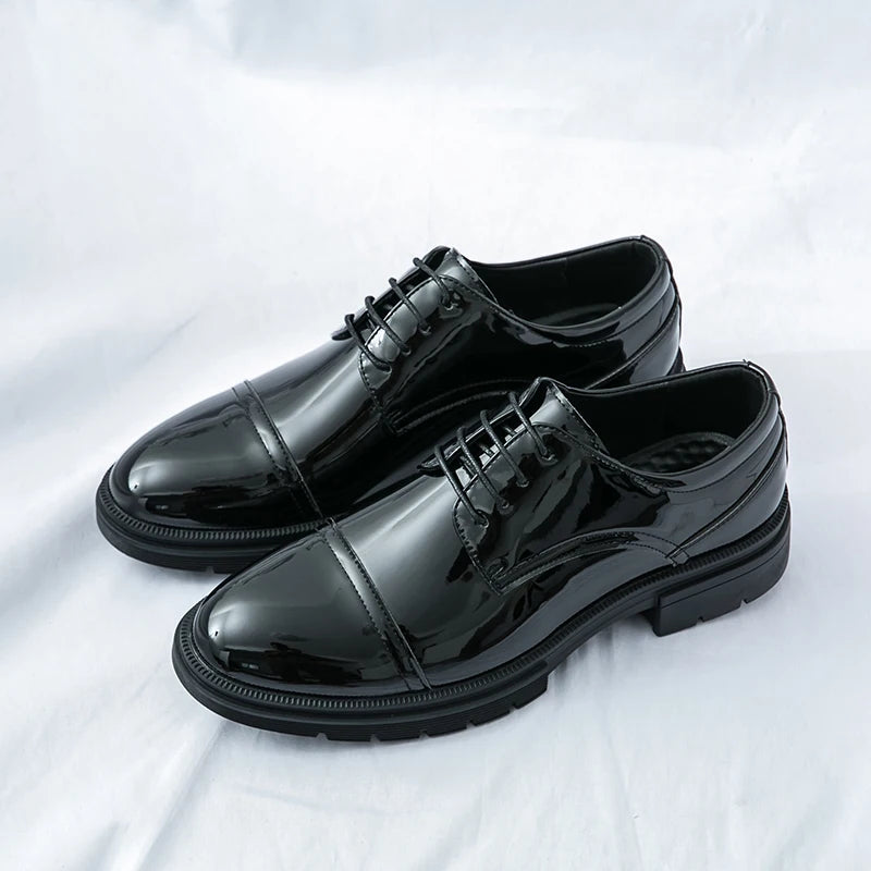 Classic Green Style Casual Derby Formal Shoes Career Office Leather Shoes Pointy Toe Handmade Business Wedding Dress Shoes Men