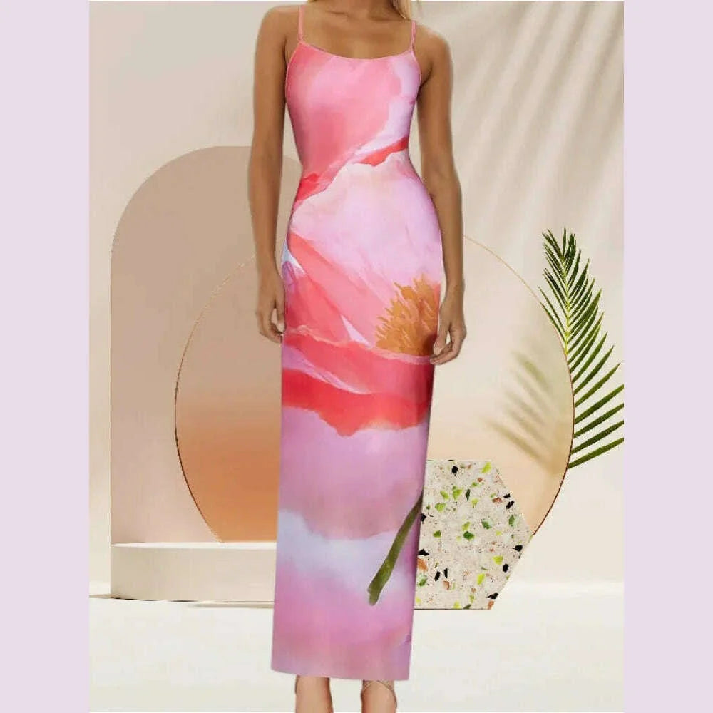 Sexy Tight Floral Print Strapless Dress Spring Summer New Arrival Cross-Border Hot Sale Ins Style Women's Ankle-Length Gown