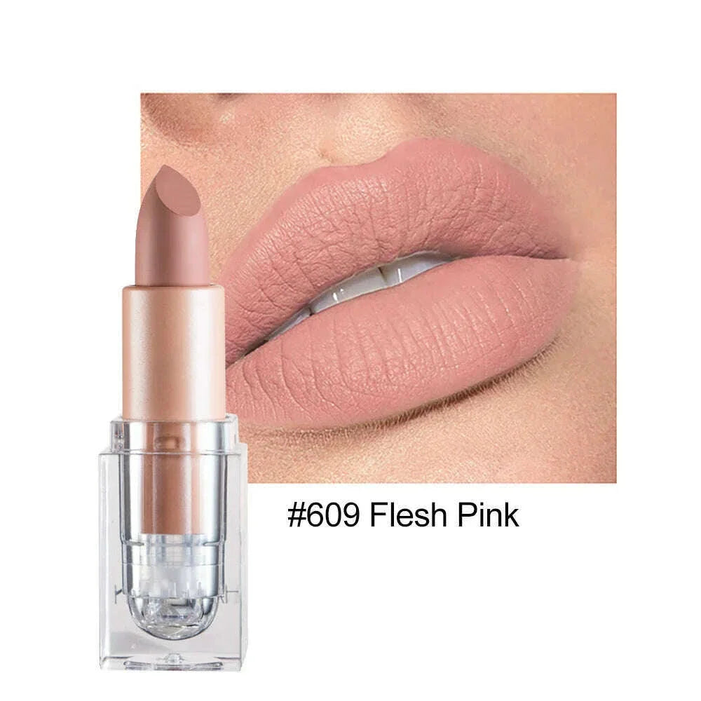 Handaiyan 12 Colors Matte Waterproof Velvet Nude Lipstick Sexy Red Brown Pigments Makeup Long Lasting Profissional