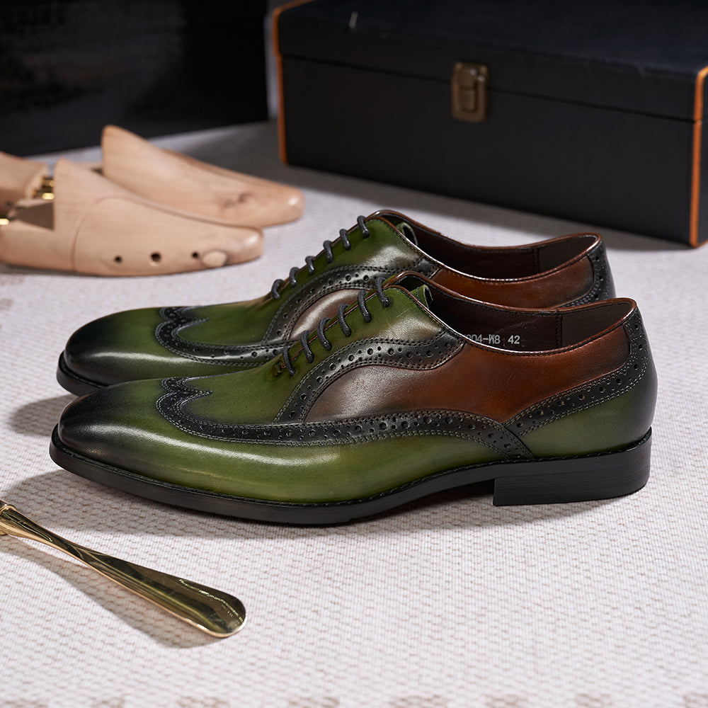 Luxury Italian Men's Oxfords Genuine Leather Brogue Wingtip Wedding Party Dress Shoes for Men Classic Lace-Up Office Formal Shoe