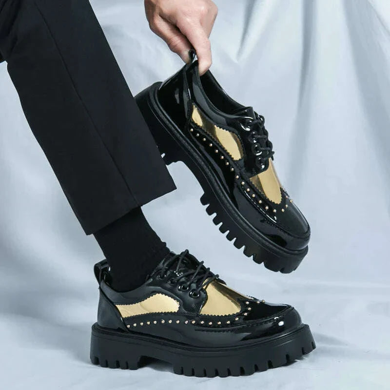 Men Casual Office Business Formal Oxford Thick Bottom Dress Shoes Men Gentleman Outdoor Patent Leather Wedding Shoes Fashion