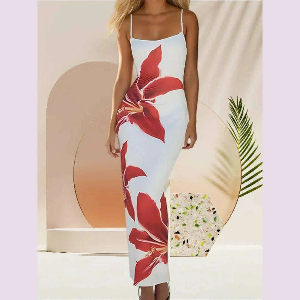 Sexy Tight Floral Print Strapless Dress Spring Summer New Arrival Cross-Border Hot Sale Ins Style Women's Ankle-Length Gown