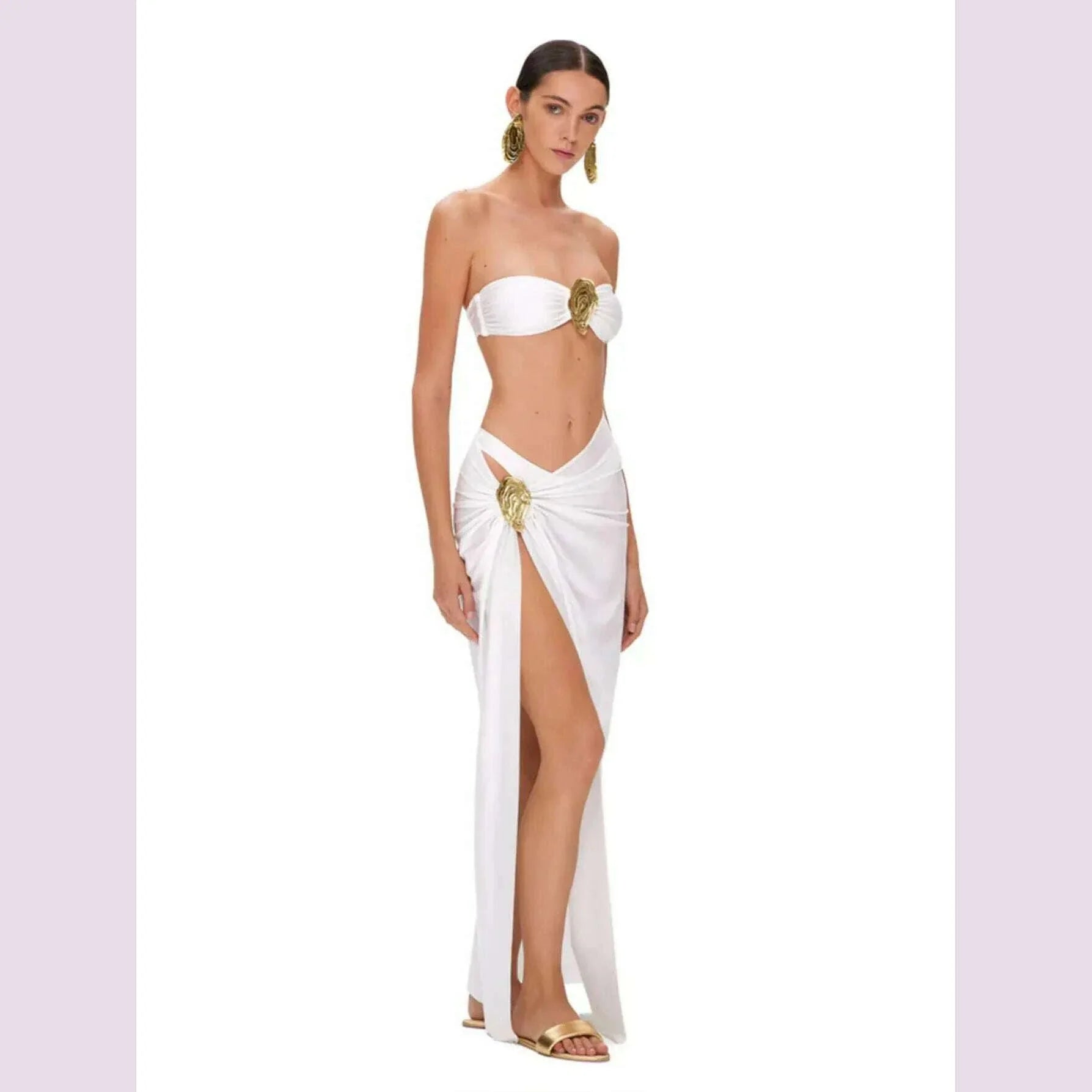 Off Shoulder Bikini With Skirt Women Swimsuit 2025 Biquini High Cut Swimwear Lady Holiday Bath Suit Female Beachwear Outfits