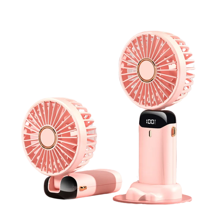 5 Speed Adjustable Intelligent Digital Display USB Folding Neck Hanging Fan Portable Charging Model Portable Cooling Device