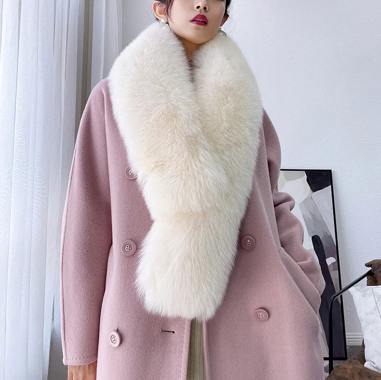 Luxury Real Fox Fur Collar Scarf For Women Winter Warm Genuine Fur Shawls And Wraps Neck Warmer Fur Scarves Female Scarfs Coat
