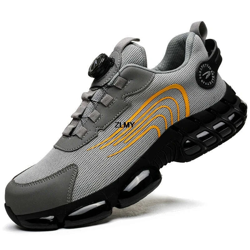 Rotary Button Safety Shoes Men Steel Toe Sneakers Puncture Proof Work Safety Boots Air Cushion Sport Work Shoes Anti-smash Boots