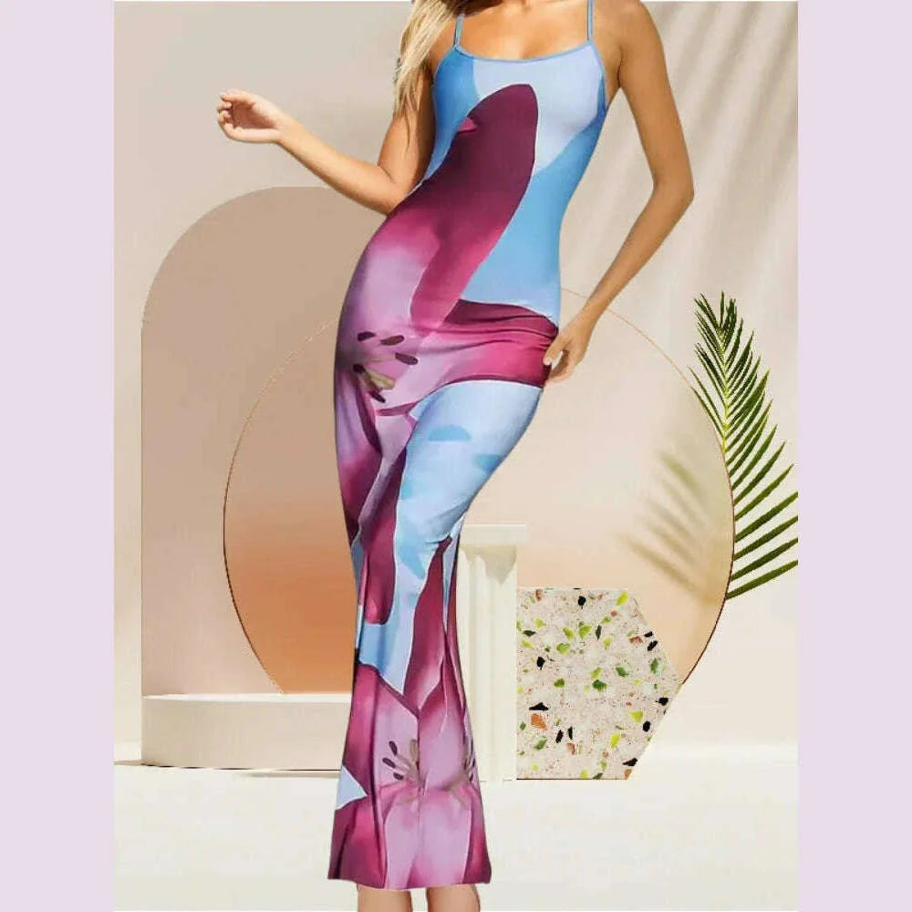 Sexy Tight Floral Print Strapless Dress Spring Summer New Arrival Cross-Border Hot Sale Ins Style Women's Ankle-Length Gown