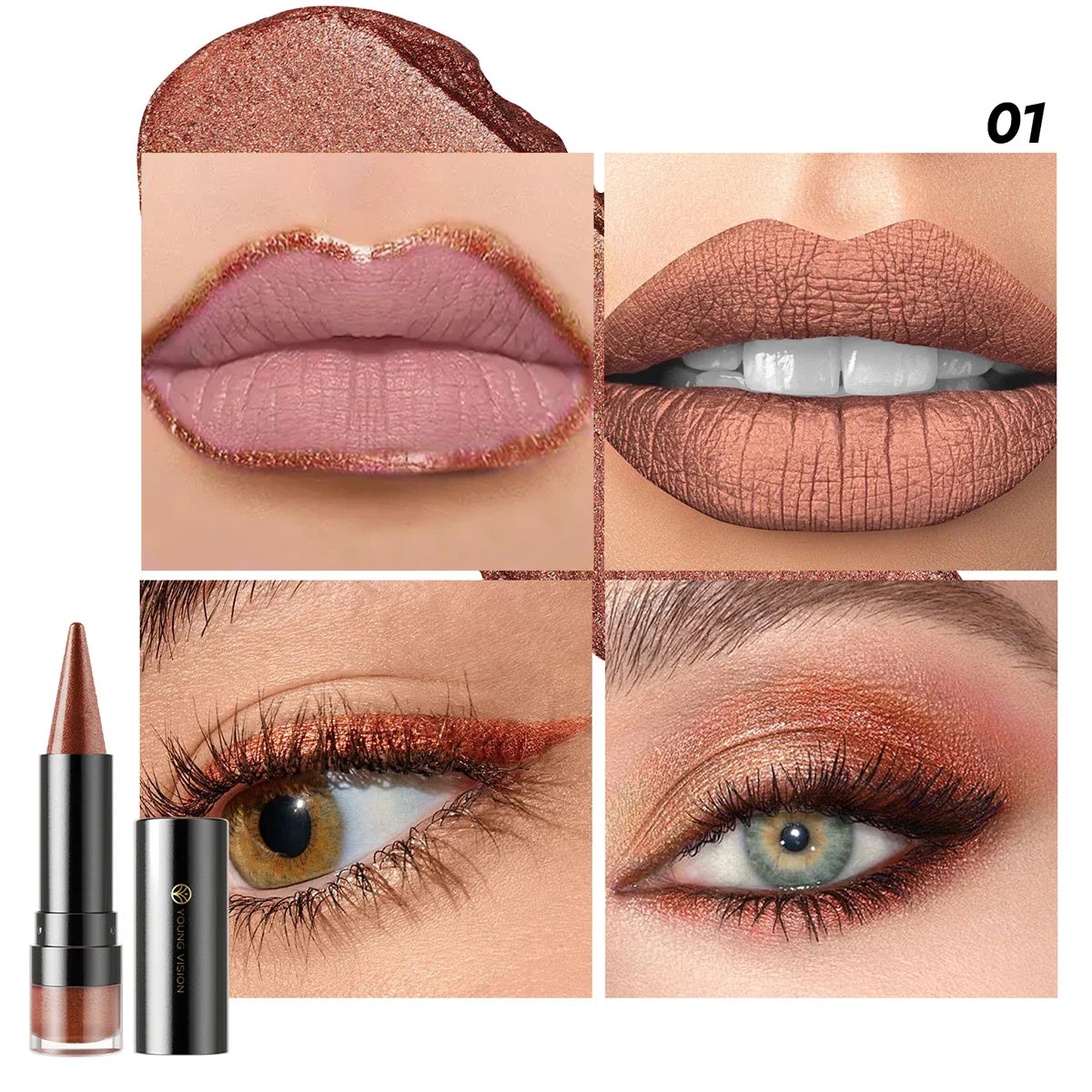 YOUNG VISION 6 colors matte pearl fine glitter diamond dual-purpose lipstick long-lasting easy to color non-stick cup lipstick