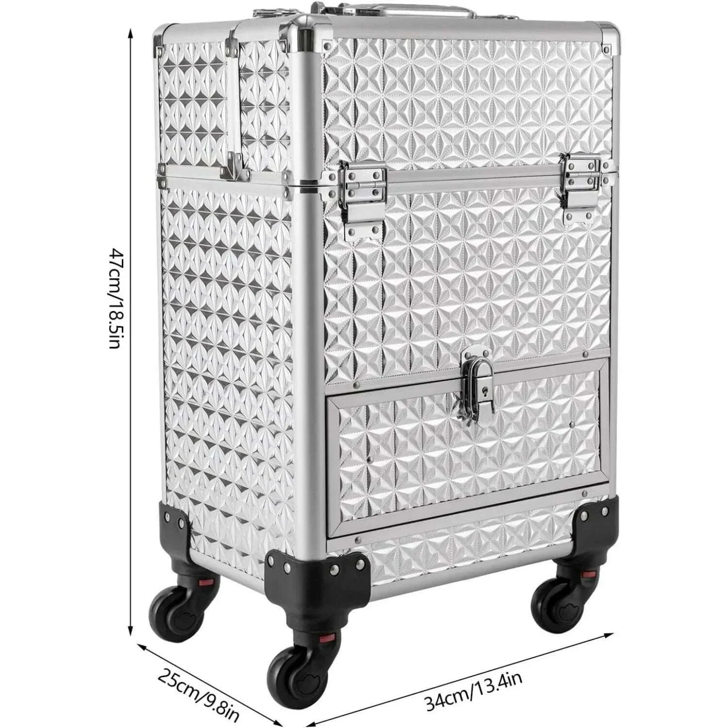 Rolling Makeup Train Case, Makeup Trolley with Drawer, Nail Case Wheeled Manicure Storage Case for Hair Stylists,Pet Groomers