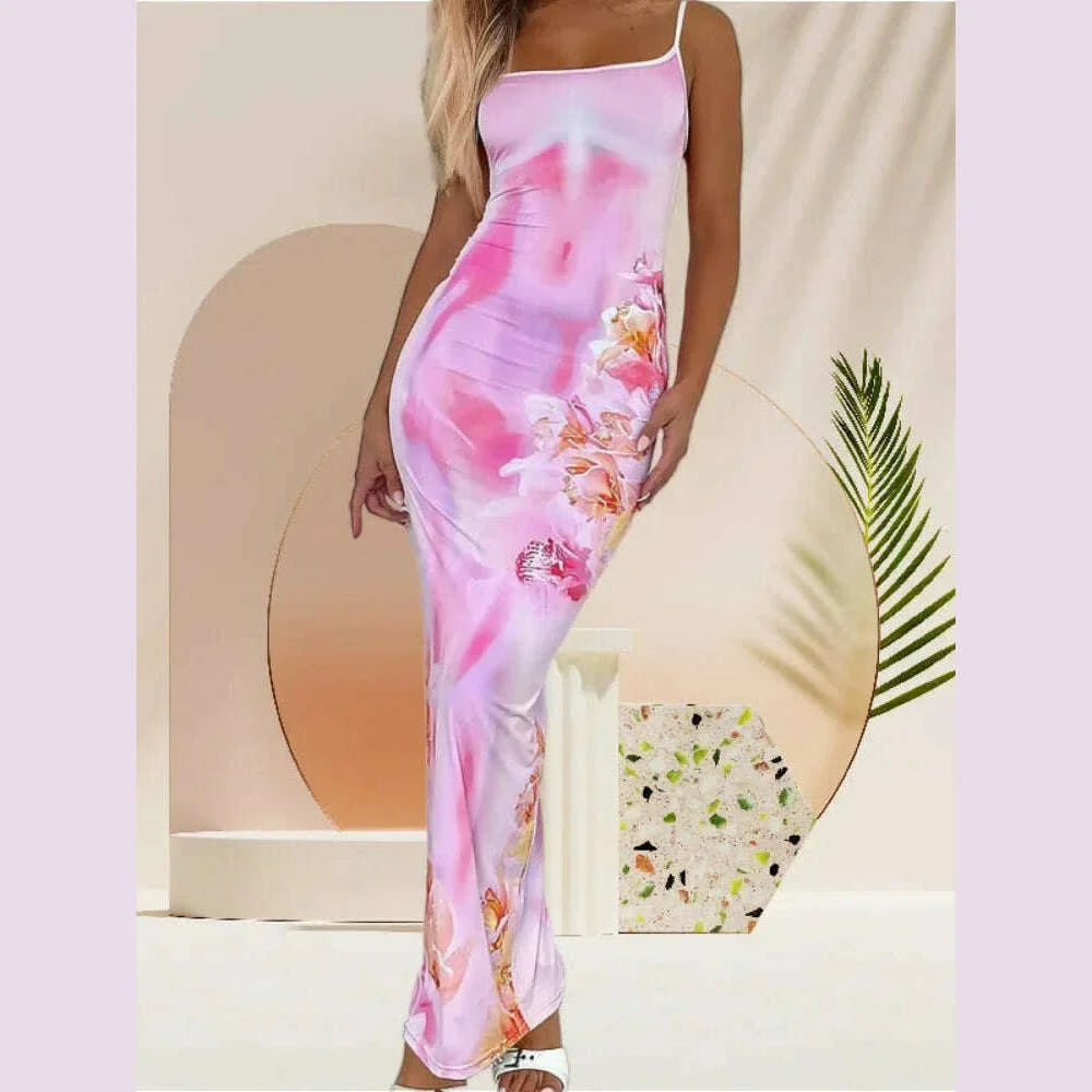 Sexy Tight Floral Print Strapless Dress Spring Summer New Arrival Cross-Border Hot Sale Ins Style Women's Ankle-Length Gown