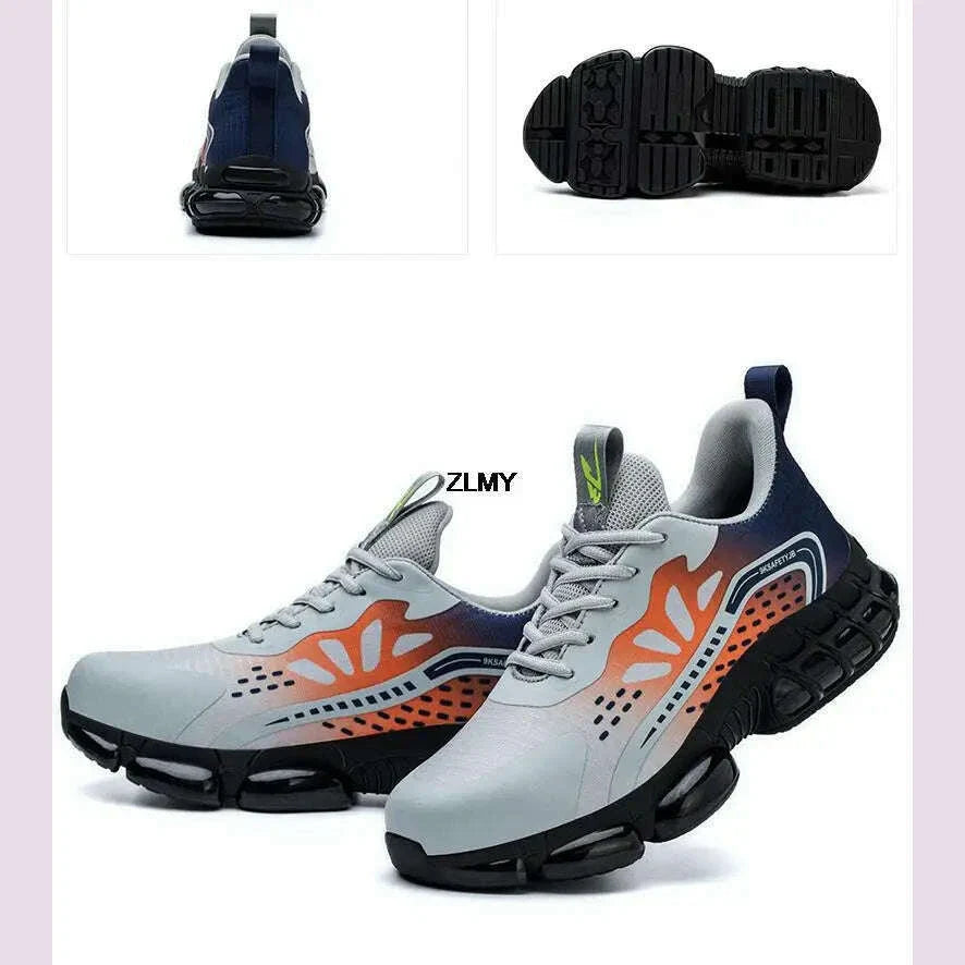 Rotary Button Safety Shoes Men Steel Toe Sneakers Puncture Proof Work Safety Boots Air Cushion Sport Work Shoes Anti-smash Boots