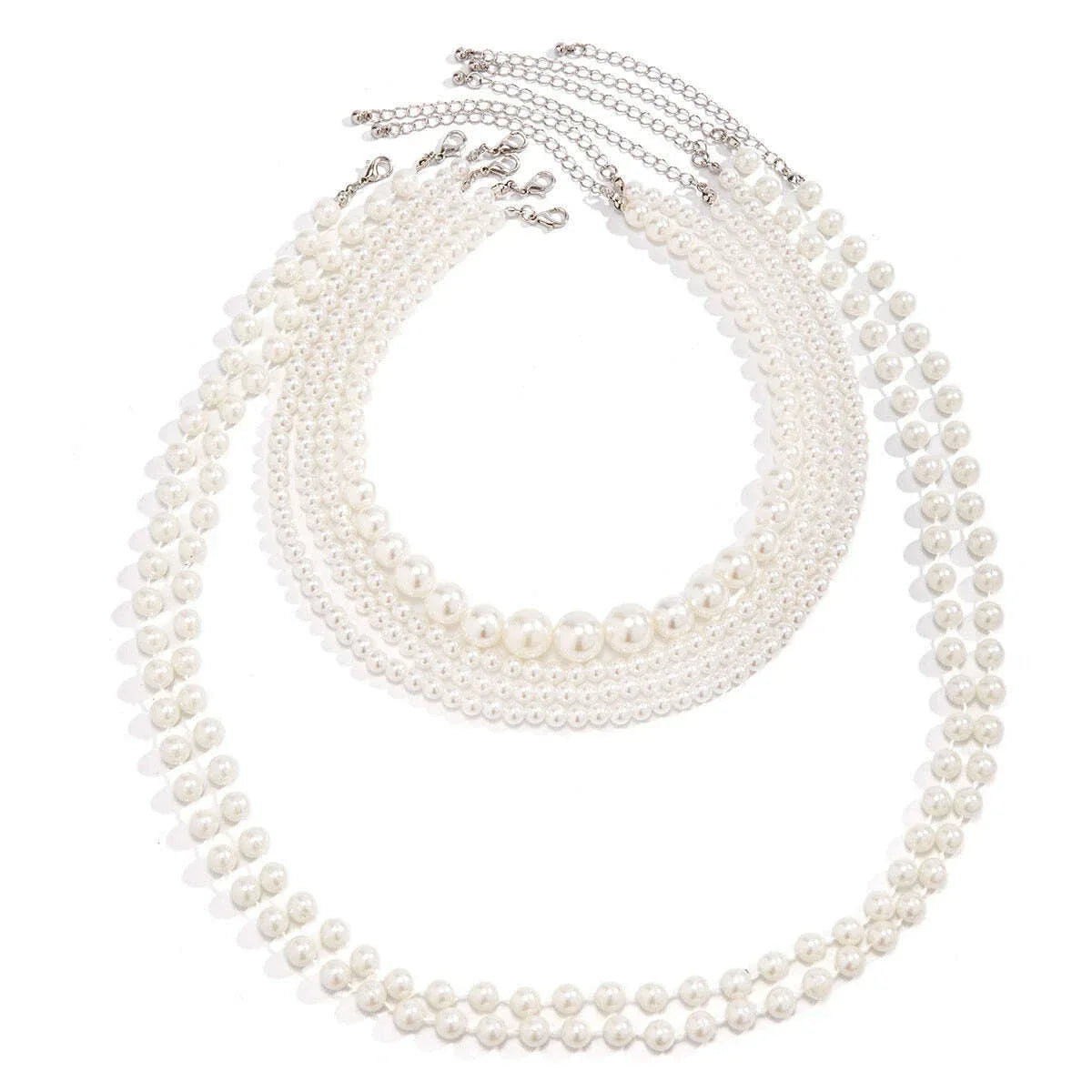 Elegant Multilayer Imitation Pearl Tassel Chain Necklace Women Wedding Bridal Creative Beads Choker Y2K Jewelry Wed Accessories