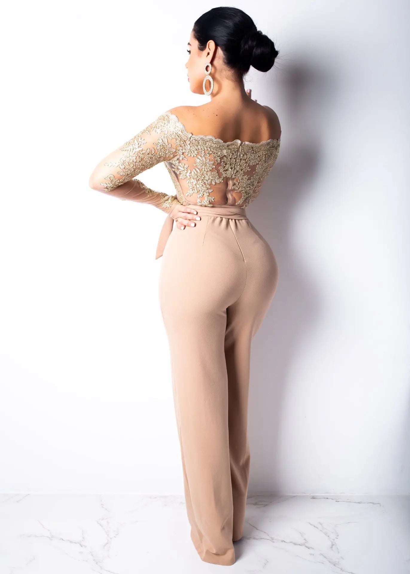 Elegant Lace Stitching Jumpsuit 2025 Summer Wide Leg Pants Romper Women Casual Office Playsuit Holiday Communting Overalls Mujer
